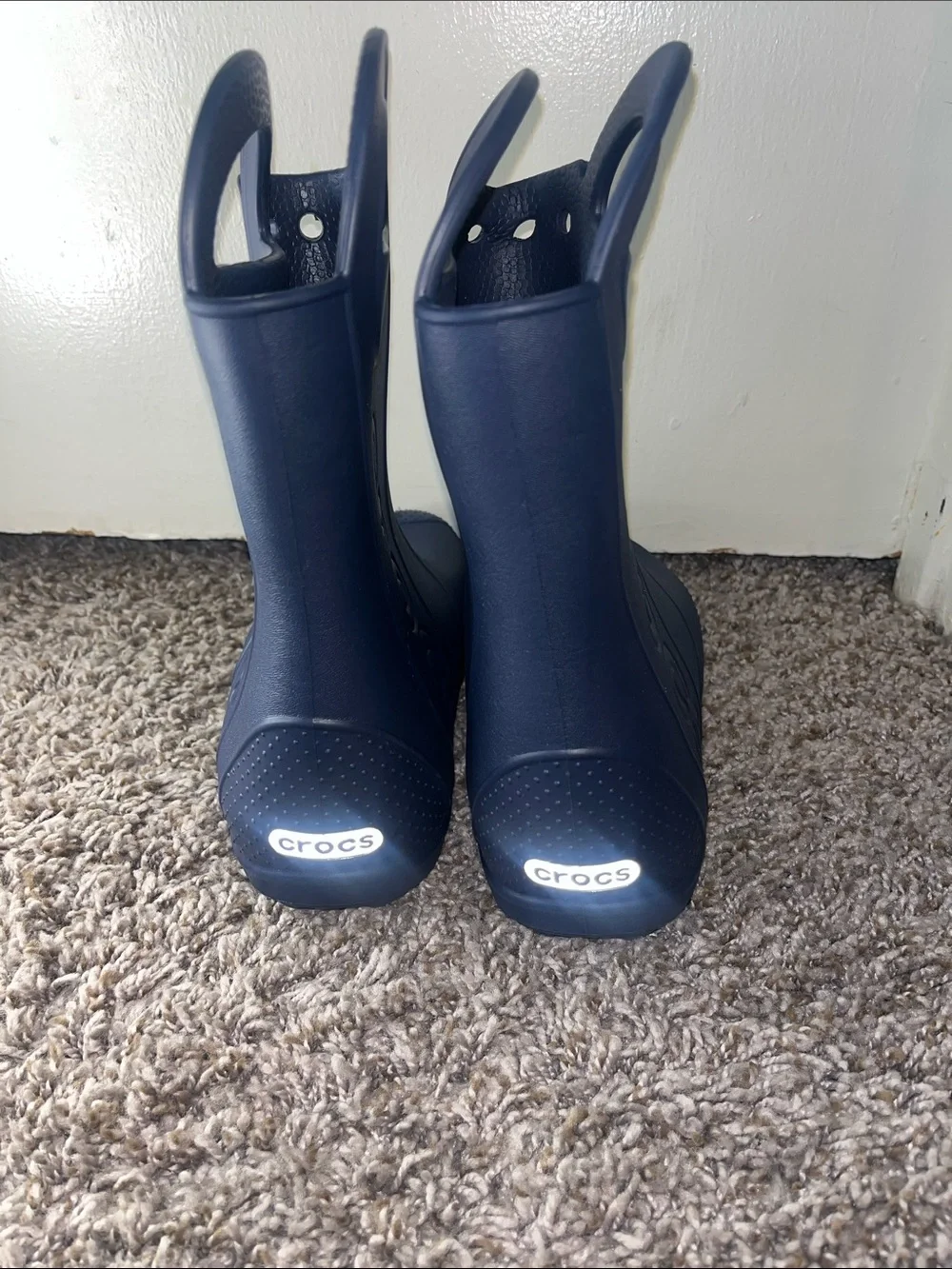 CROCS Kids Navy Handle Rain Boots with Easy Grip Handles